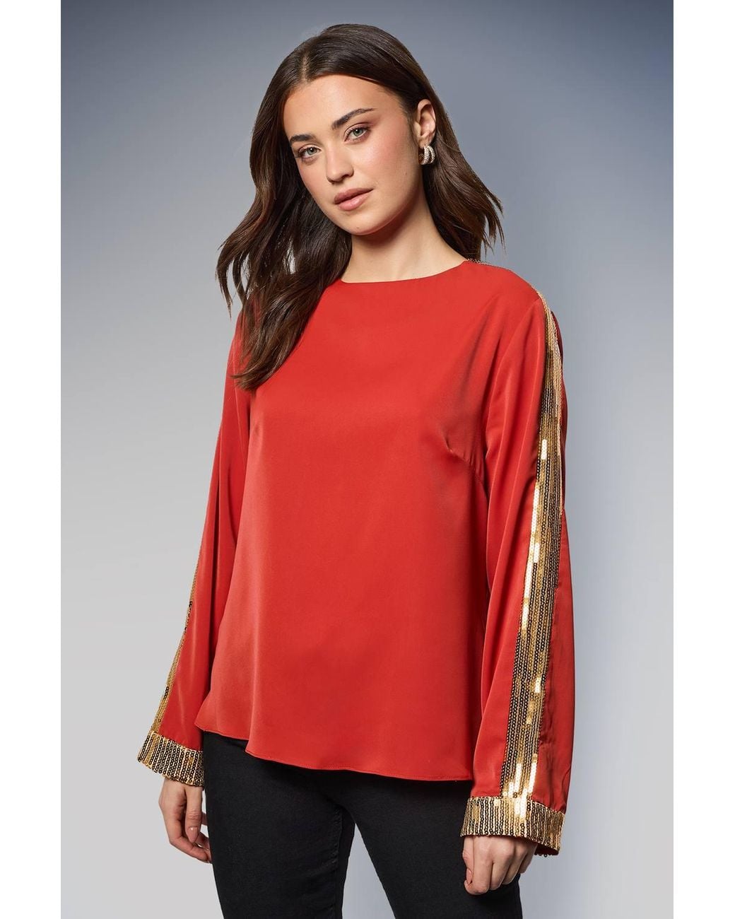Dorothy Perkins Red Long Sleeve Sequin Blouse