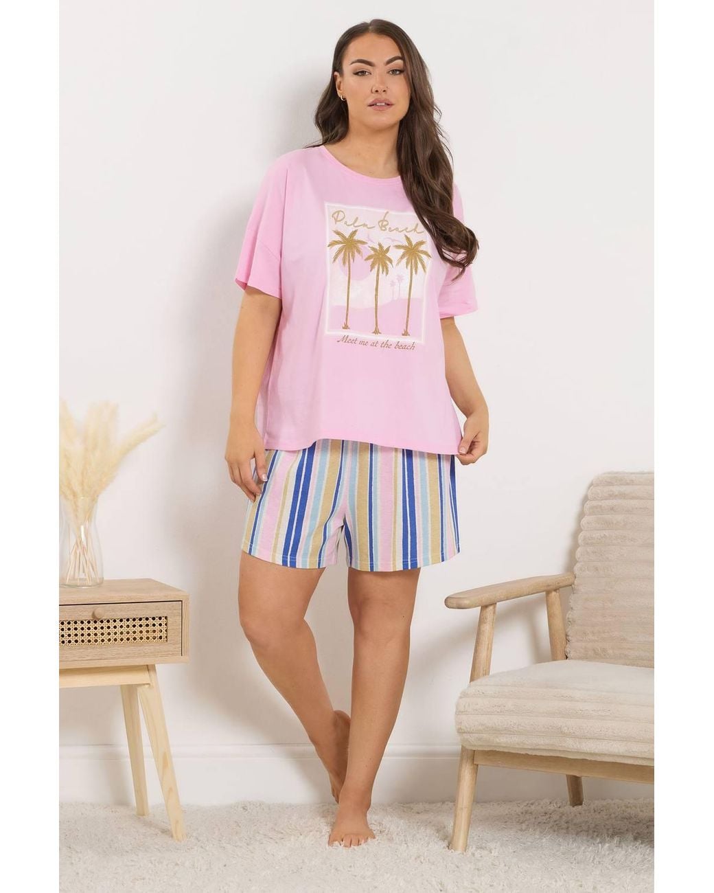 Yours Pink Slogan Pyjama Top