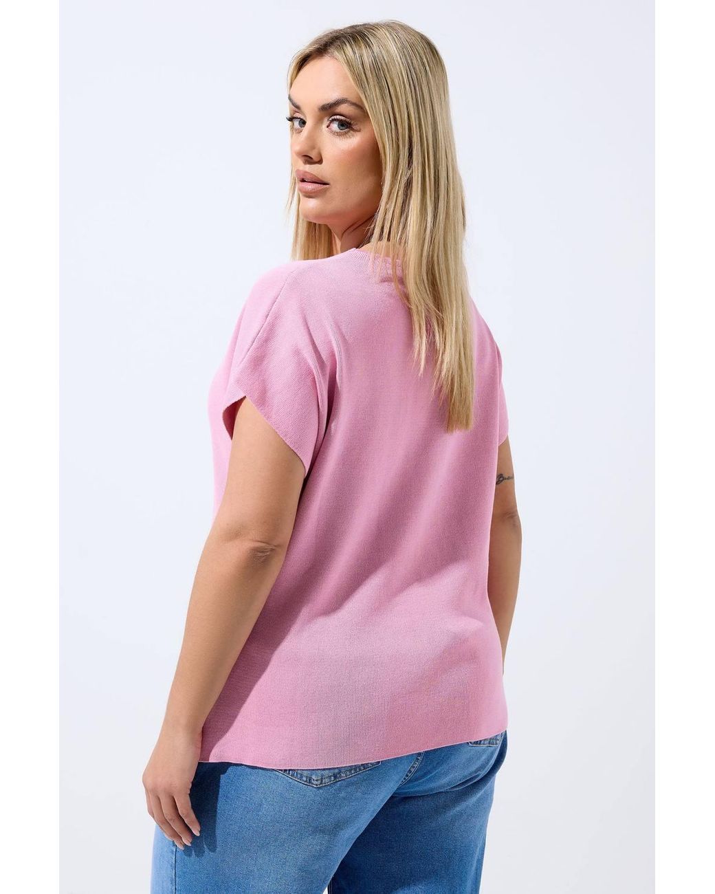 Yours Pink Short Sleeve Knitted Top