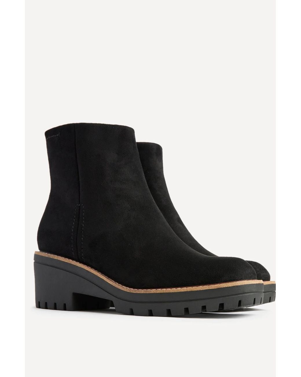 Linzi Black Rival Faux Suede Wedge Heel Ankle Boots