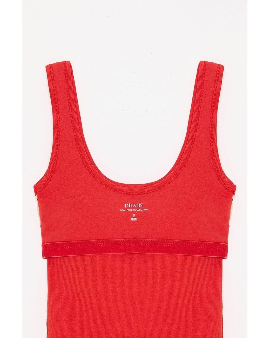 Dilvin Red Slim Fit Sleeveless Jersey Cami Blouse
