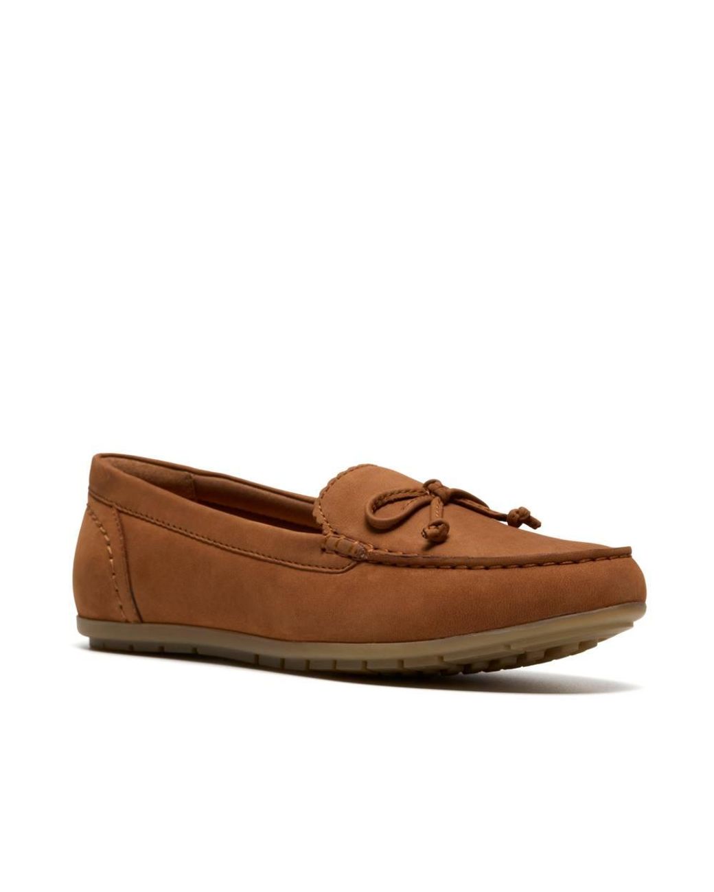 Clarks Brown Elliotte Sail Tan Nubuck Loafers, Slip Ons, Moccasins