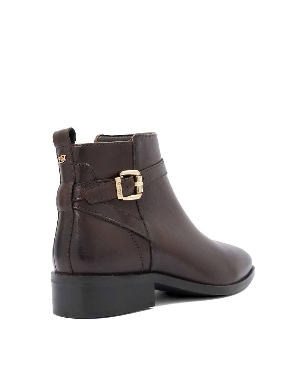 Dune Brown Wide Fit 'Pali' Leather Ankle Boots