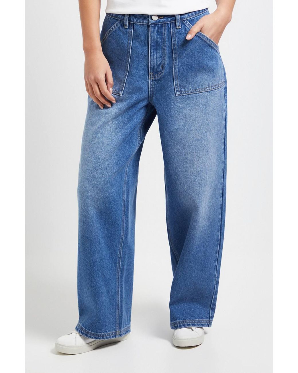 Dorothy Perkins Blue Petite Wide Leg High Waist Denim Jeans