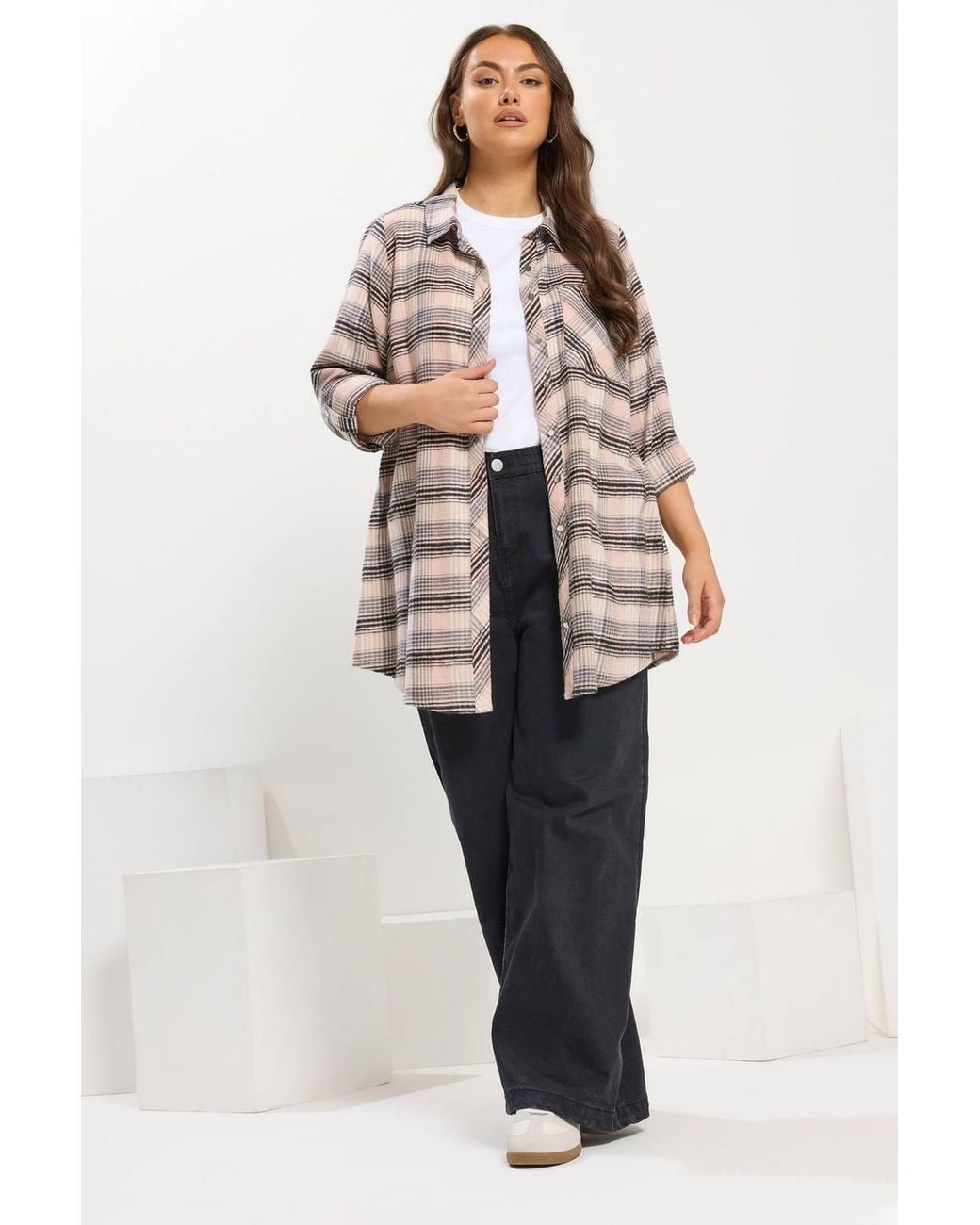 Yours Pink Check Boyfriend Shirt