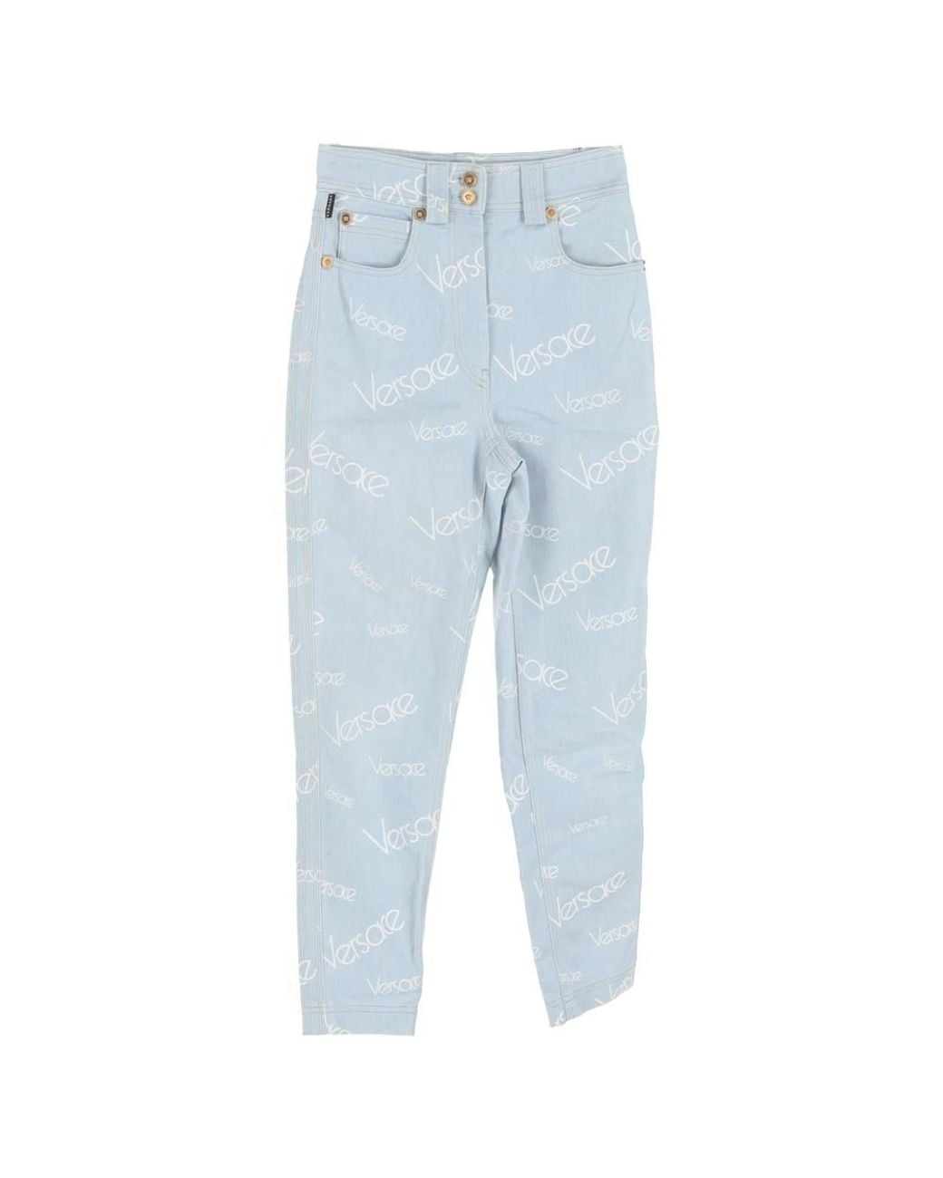 Versace Blue Preloved Logo Stamp High-Waisted Jeans