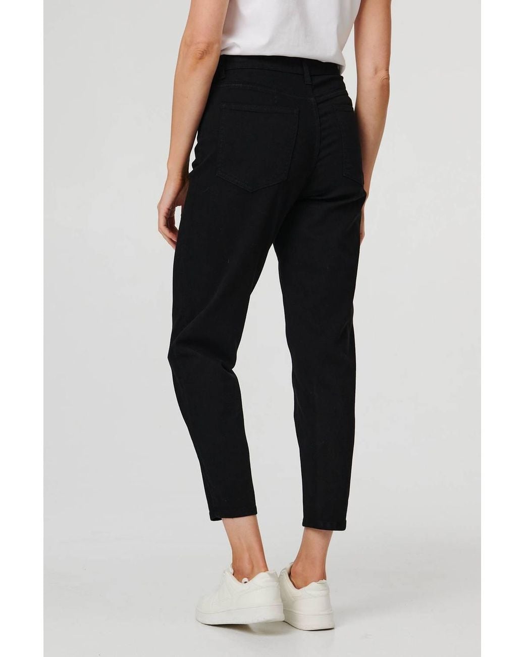 Izabel London Black High Waist Slim Fit Cropped Jeans