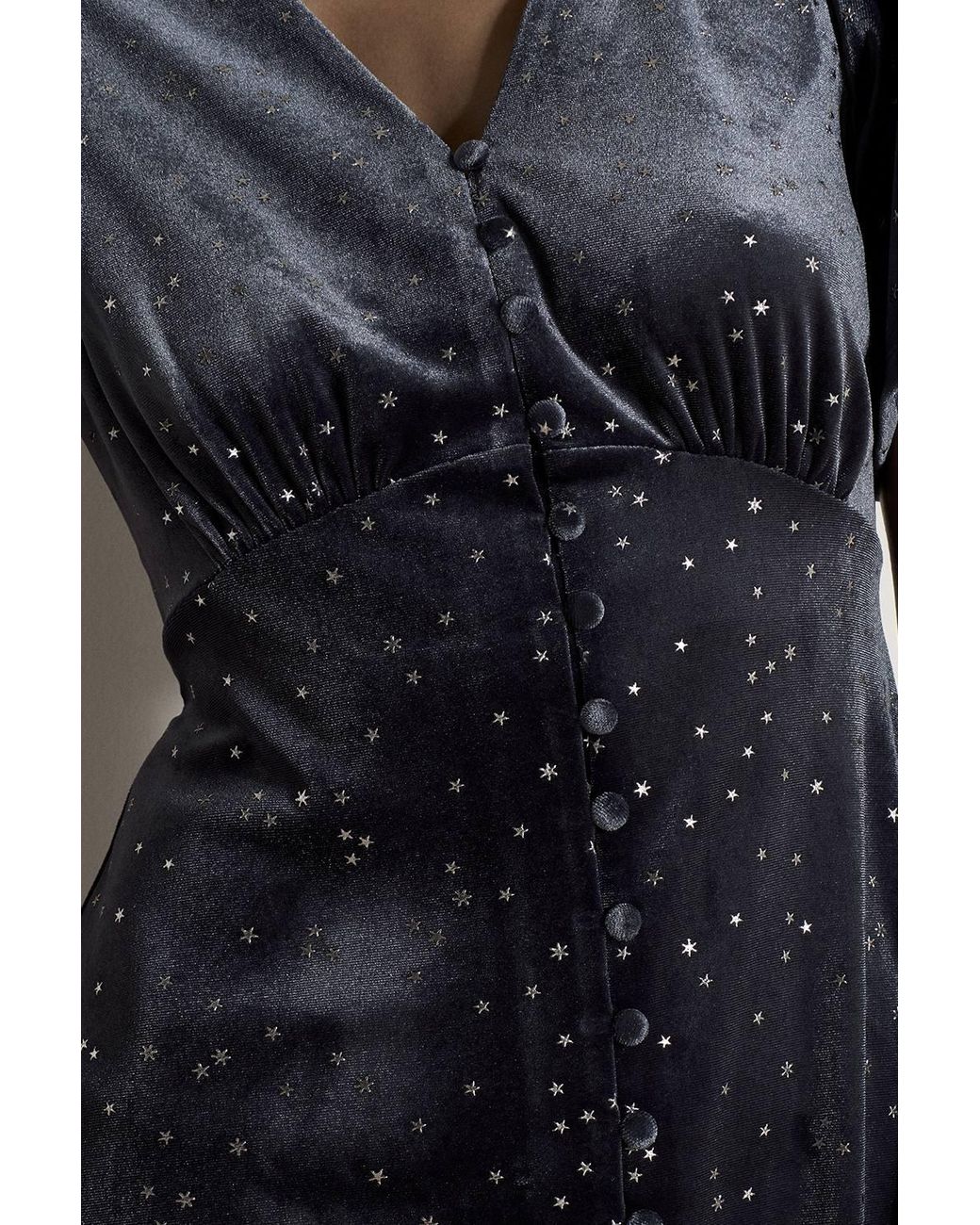 Apricot Blue Foil Star Velvet Mini Dress