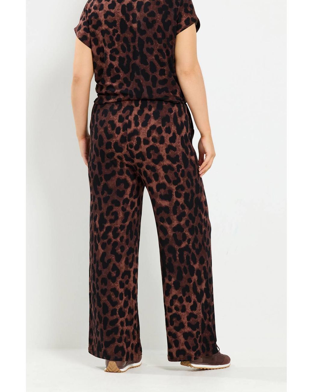 Yours Brown Leopard Print Wide Leg Trousers