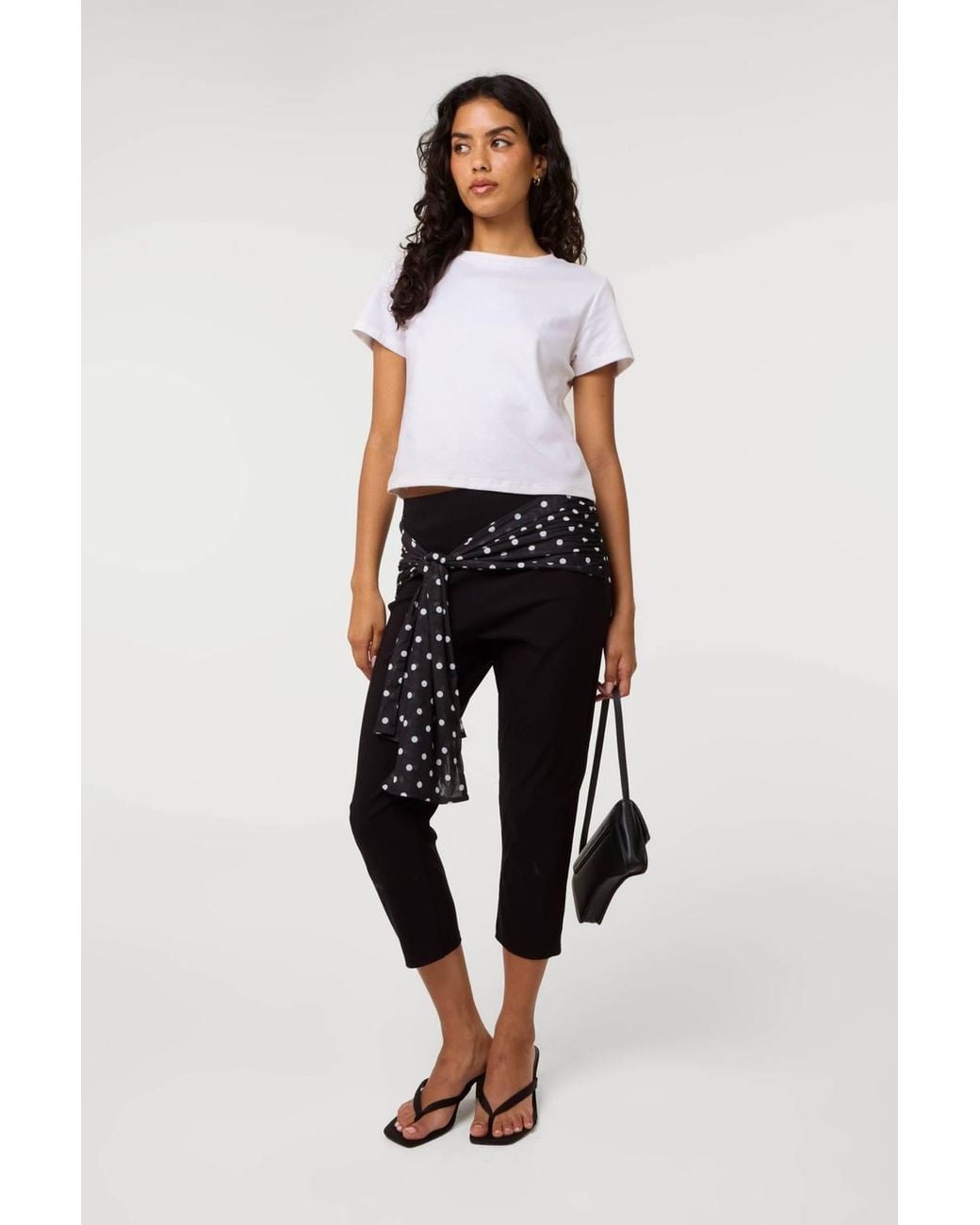 Pink Vanilla Black Mesh Polka Dot Tie Capri Pants