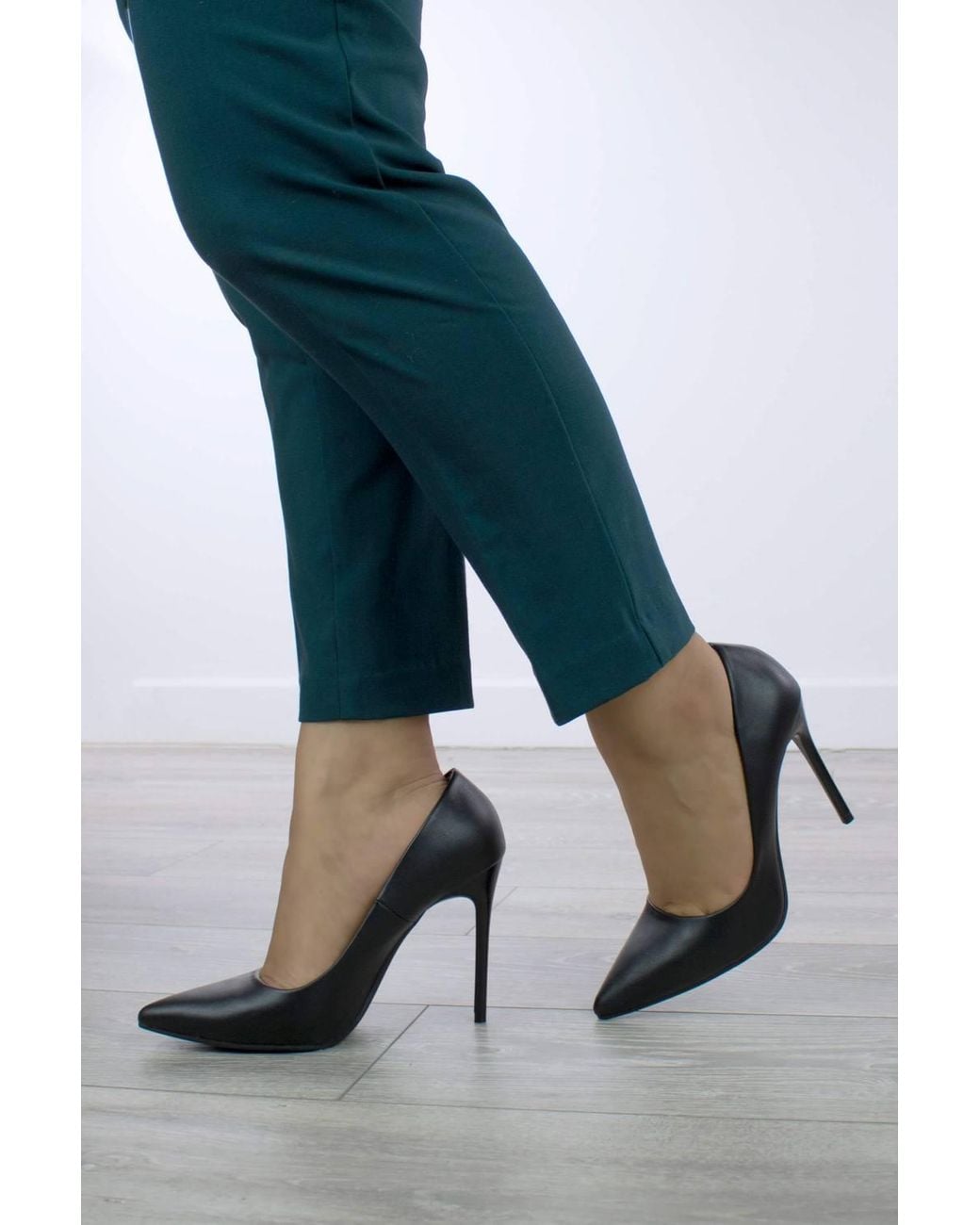 AJVANI Black High Heel Pointed Toe Court Shoes