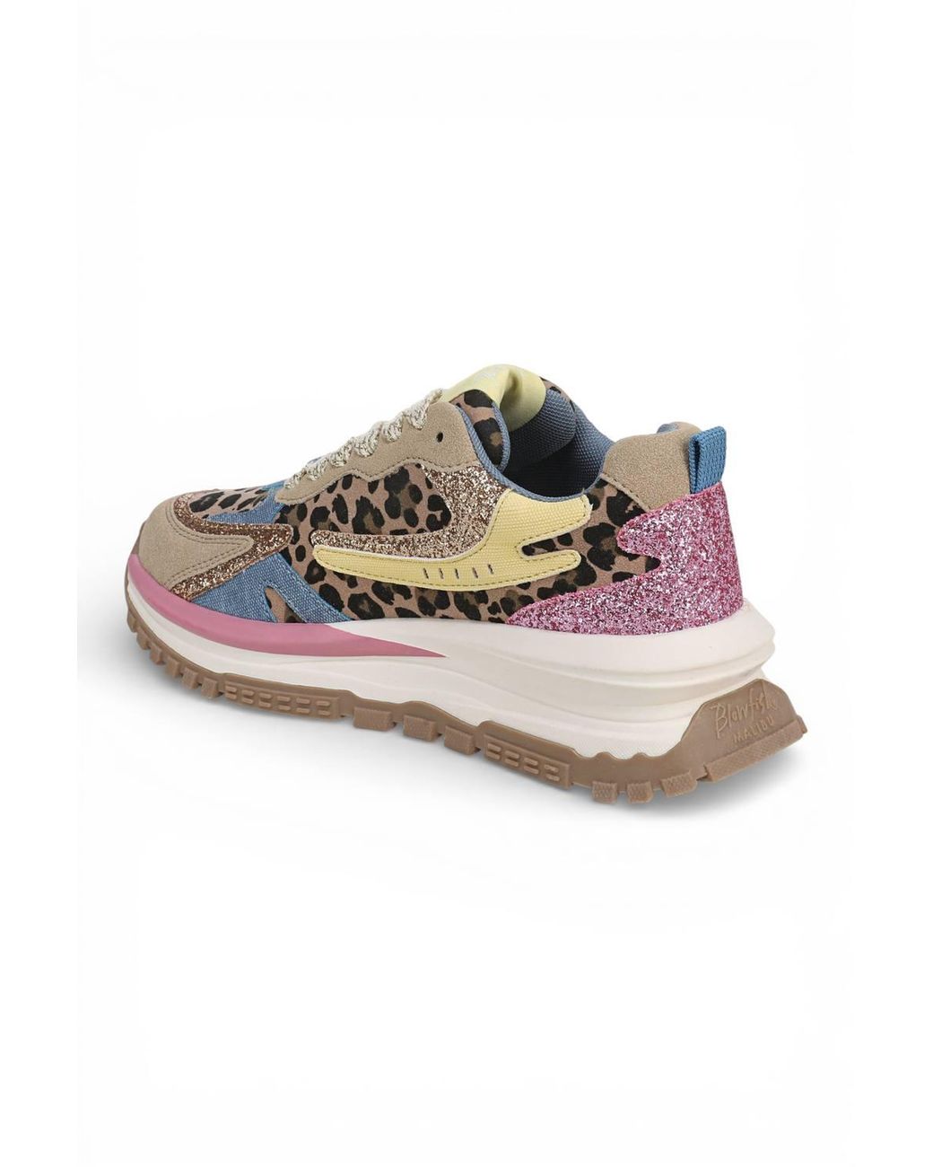 Infinity Leather Blue Retro Lace-Up Chunky Sneakers Shoes
