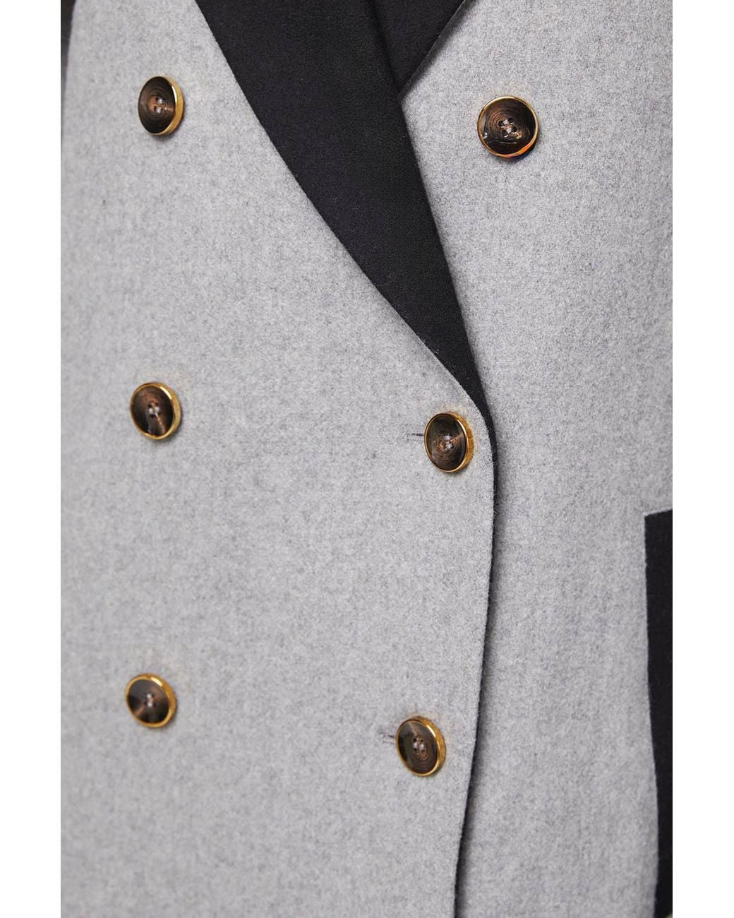 Wallis Gray Contrast Collar & Pocket Detail Coat