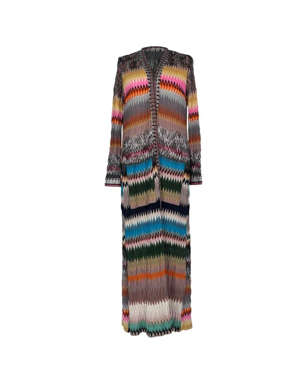 Missoni Multicolor Preloved Chevron Knitted Long Cardigan