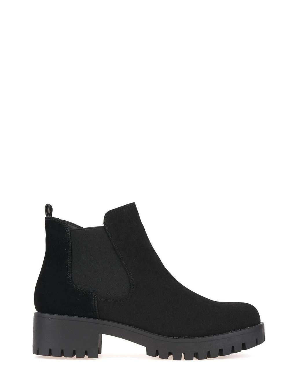 Miss Diva Blue Solo Elastic Cleated Sole Faux Suede Ankle Boots