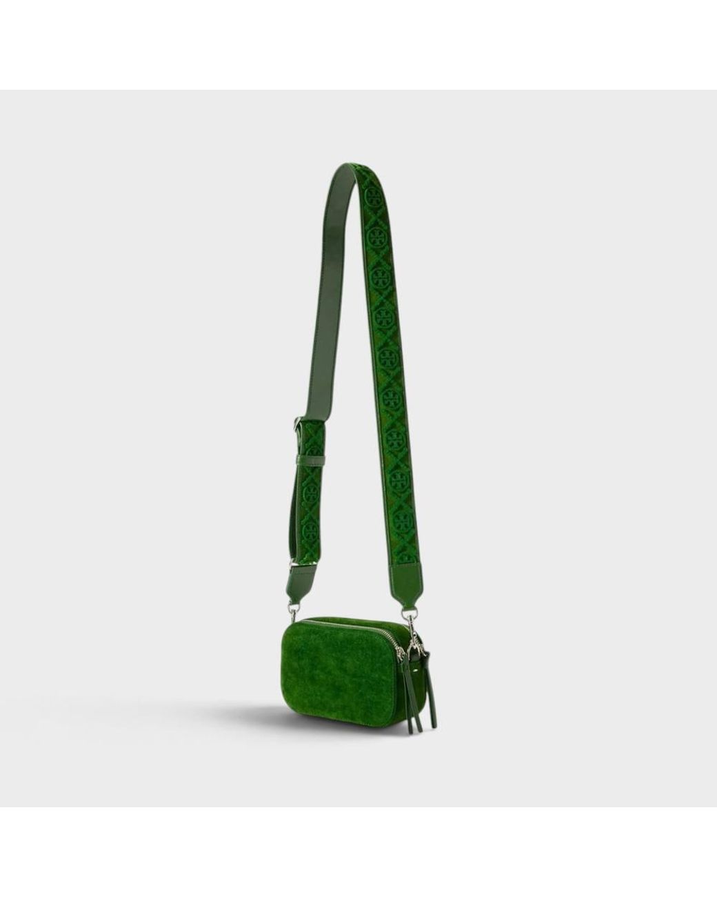 Tory Burch Green Miller Flocked Mini Crossbody Bag