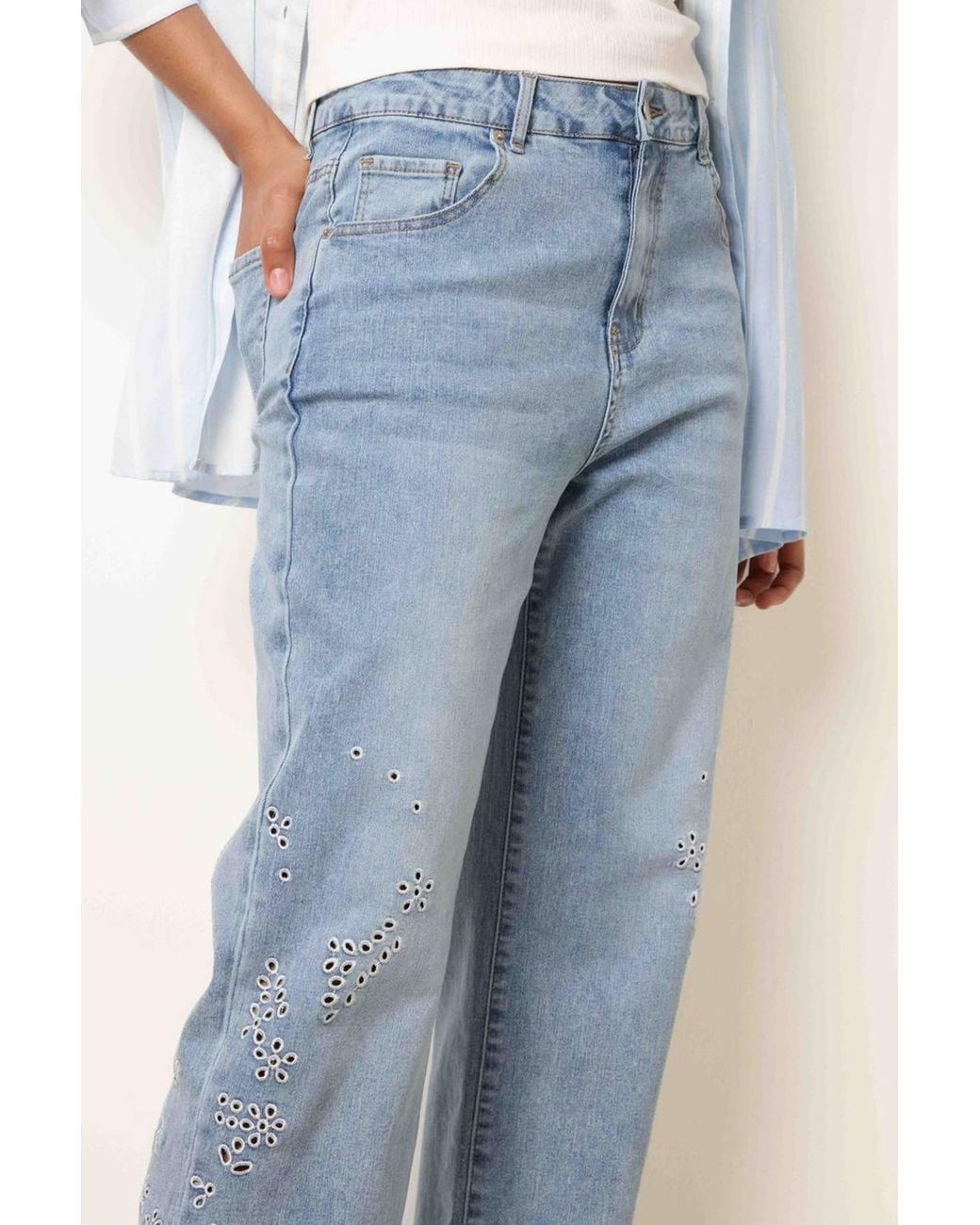 Blue Vanilla Blue Wide-Flared Slip On Jeans