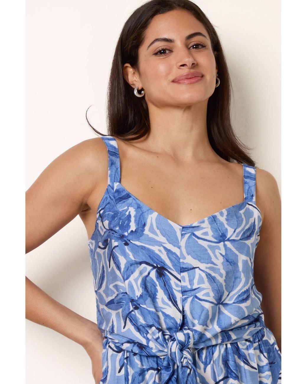 Blue Vanilla Blue Tie Front Jumpsuit