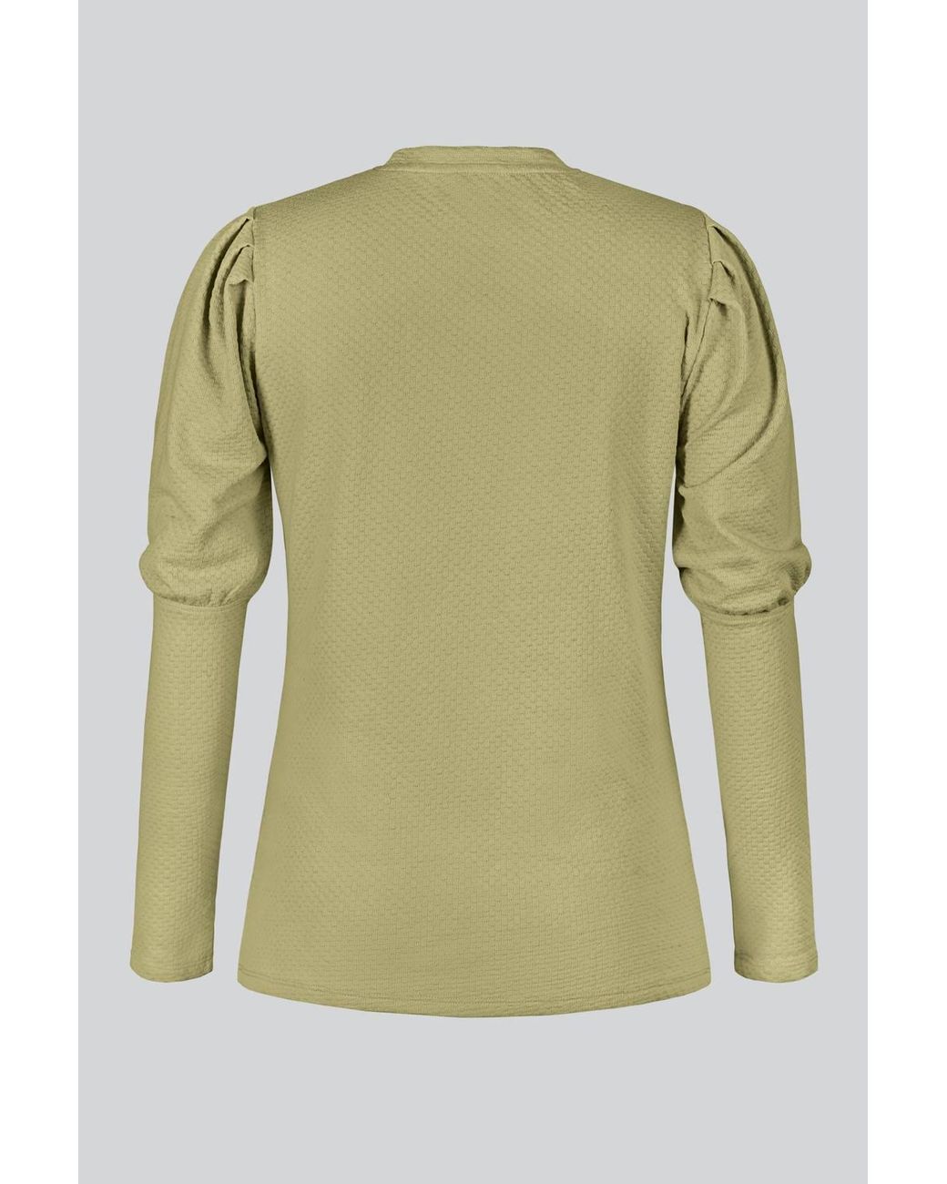 Enorsia Green Long Sleeve Crew Neck Jersey Top W/ Puff Sleeve
