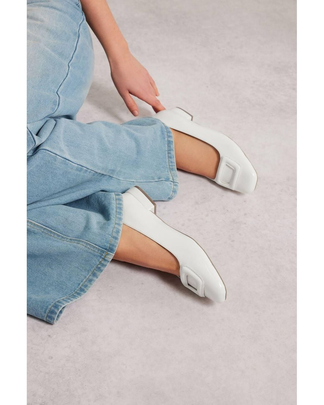 Long Tall Sally Blue Patent Square Toe Flats
