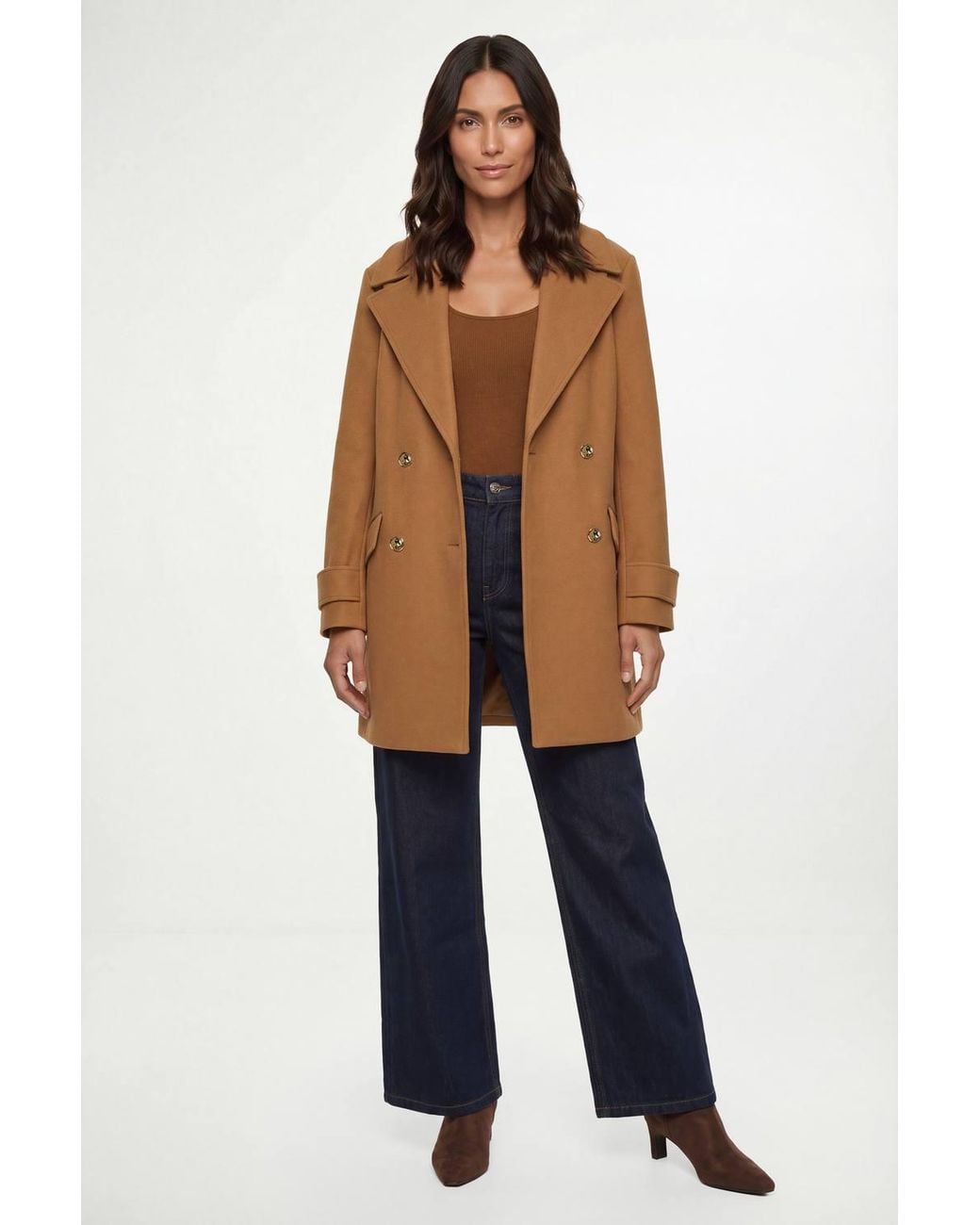 Wallis Blue Mid Length Double Breasted Coat
