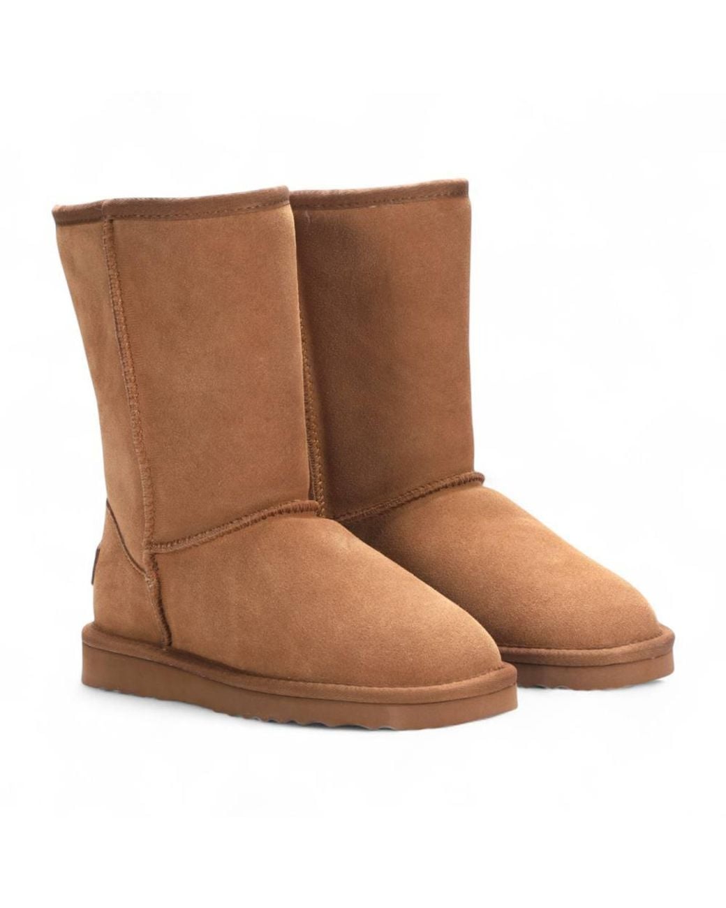 Infinity Leather Brown Genuine Sheepskin Suede Slip-On Ankle Winter Boots