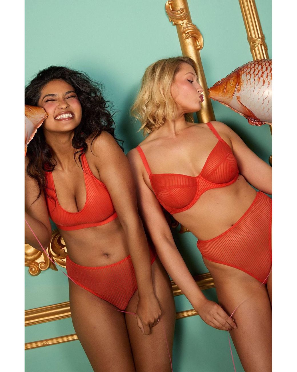 Playful Promises Red Veronica Microstripe 'Plunge Bra'