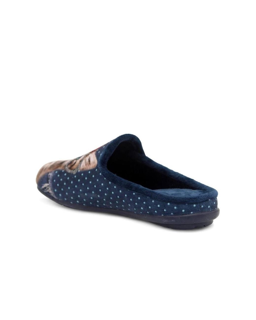 Pavers Blue Cat Print Luxury Mule Slippers