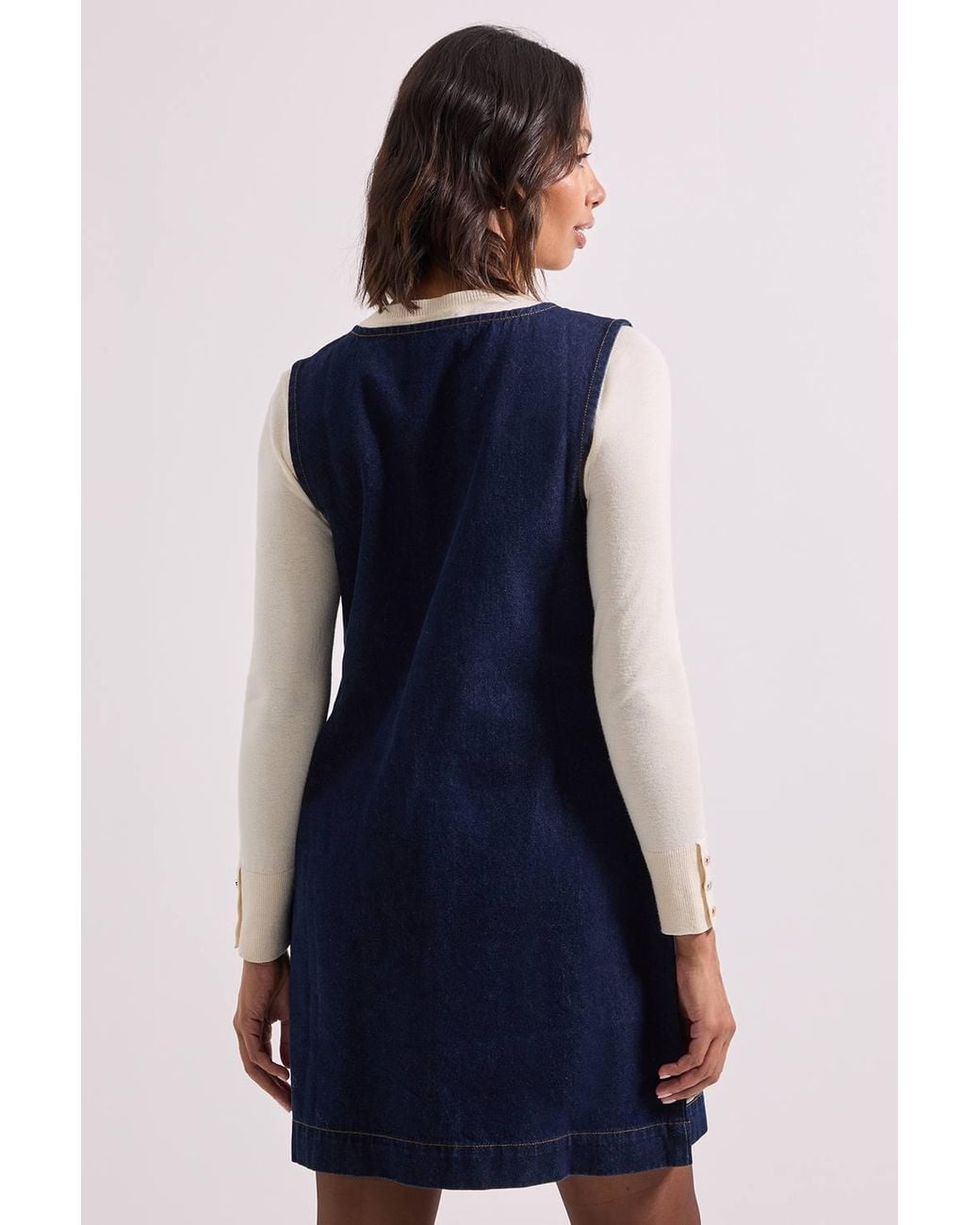 Dorothy Perkins Blue V Neck Button Through Denim Mini Dress