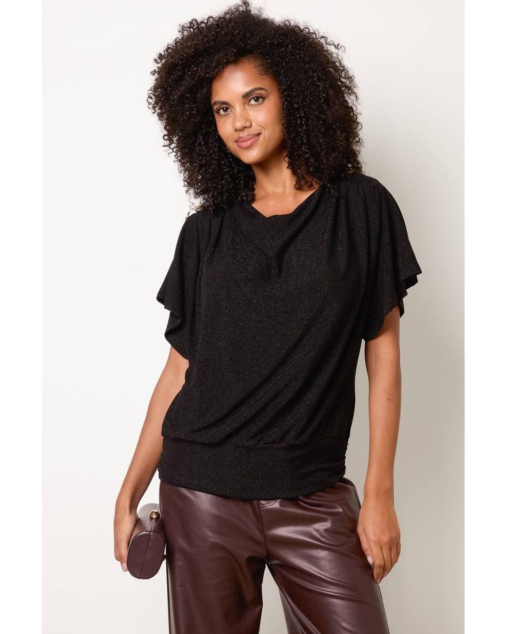 Blue Vanilla Black Short Sleeve Round Top