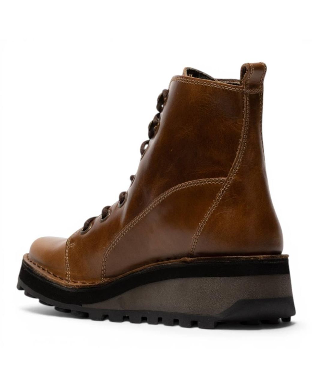 Infinity Leather Brown Fly London Leather Lace-Up Ankle Boots
