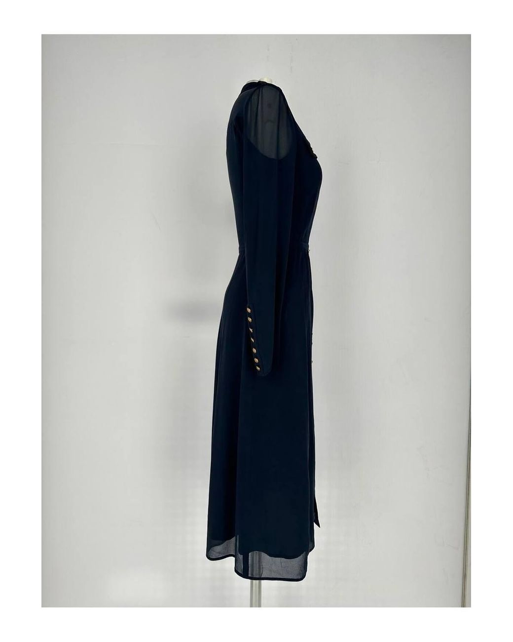 Burberry Blue Preloved Button-Down Long Sleeve Midi Dress