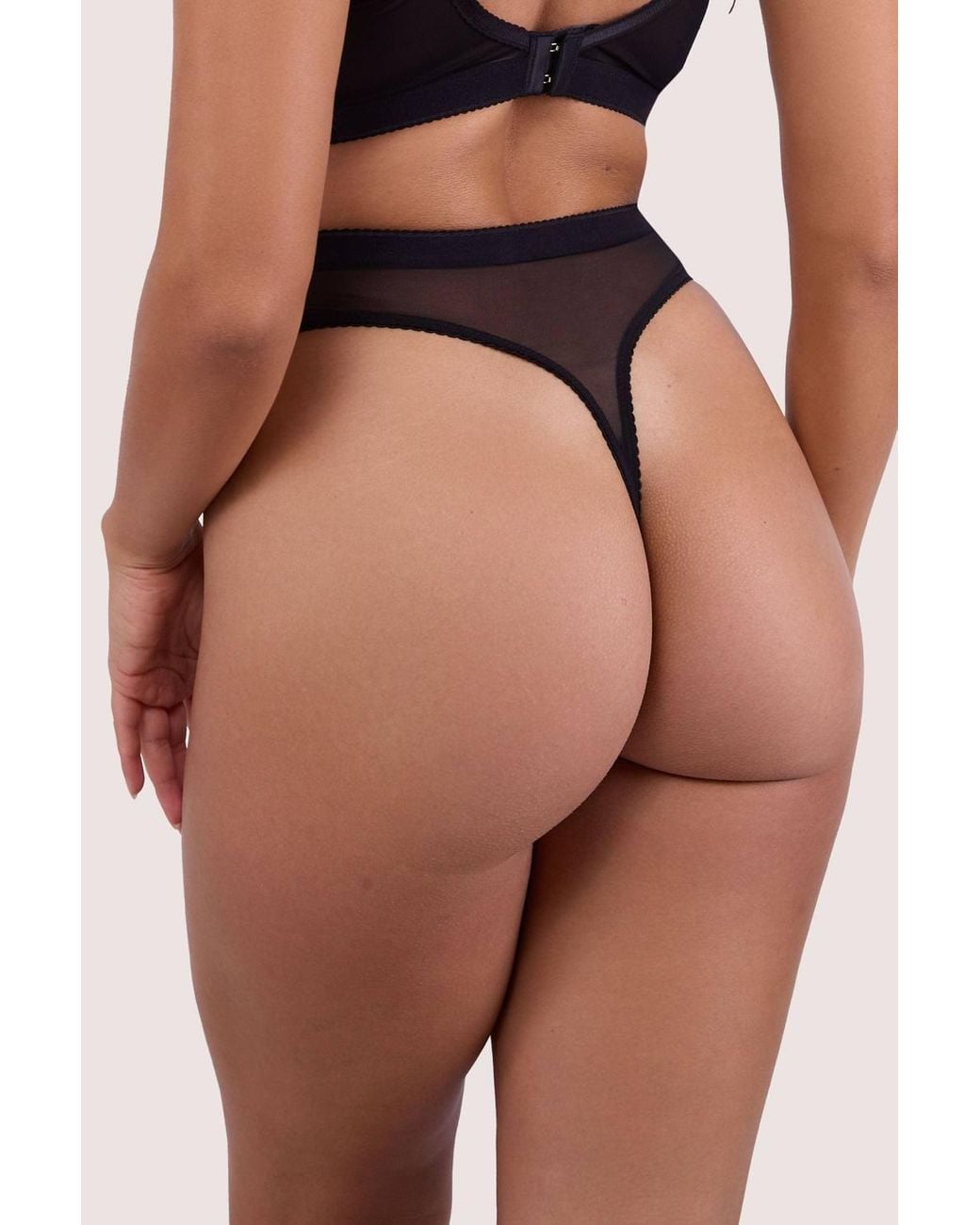 Playful Promises Black Josie Mesh 'High Waist Thong'
