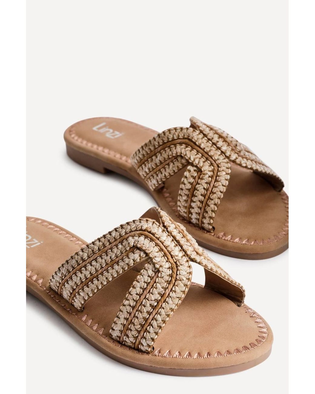 Linzi Natural Solar Flat Slider Sandals