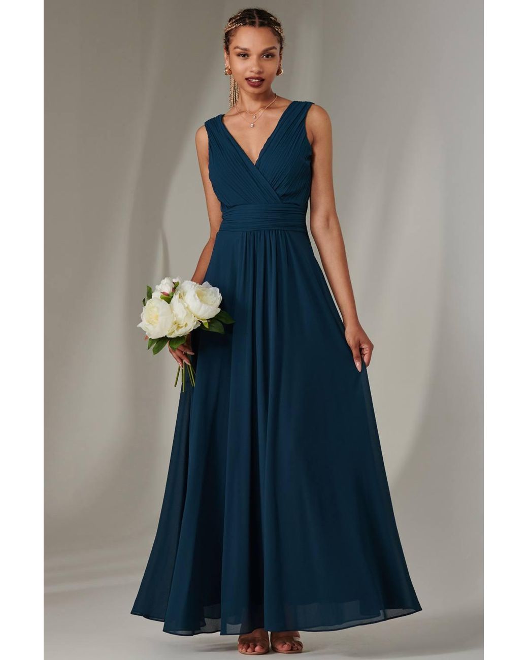 Jolie Moi Blue Cora Sleeveless Chiffon Maxi Dress