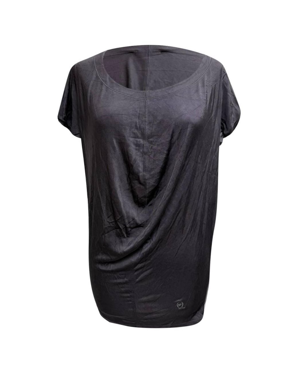 McQueen Gray Preloved Round Neck Draped Tunic Top