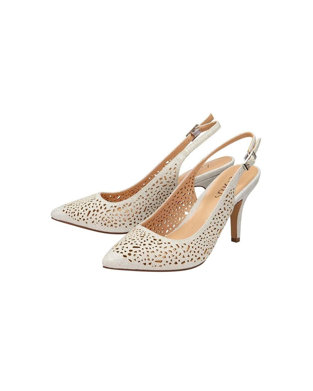 Lotus White 'Lyla' Slingback Court Shoes
