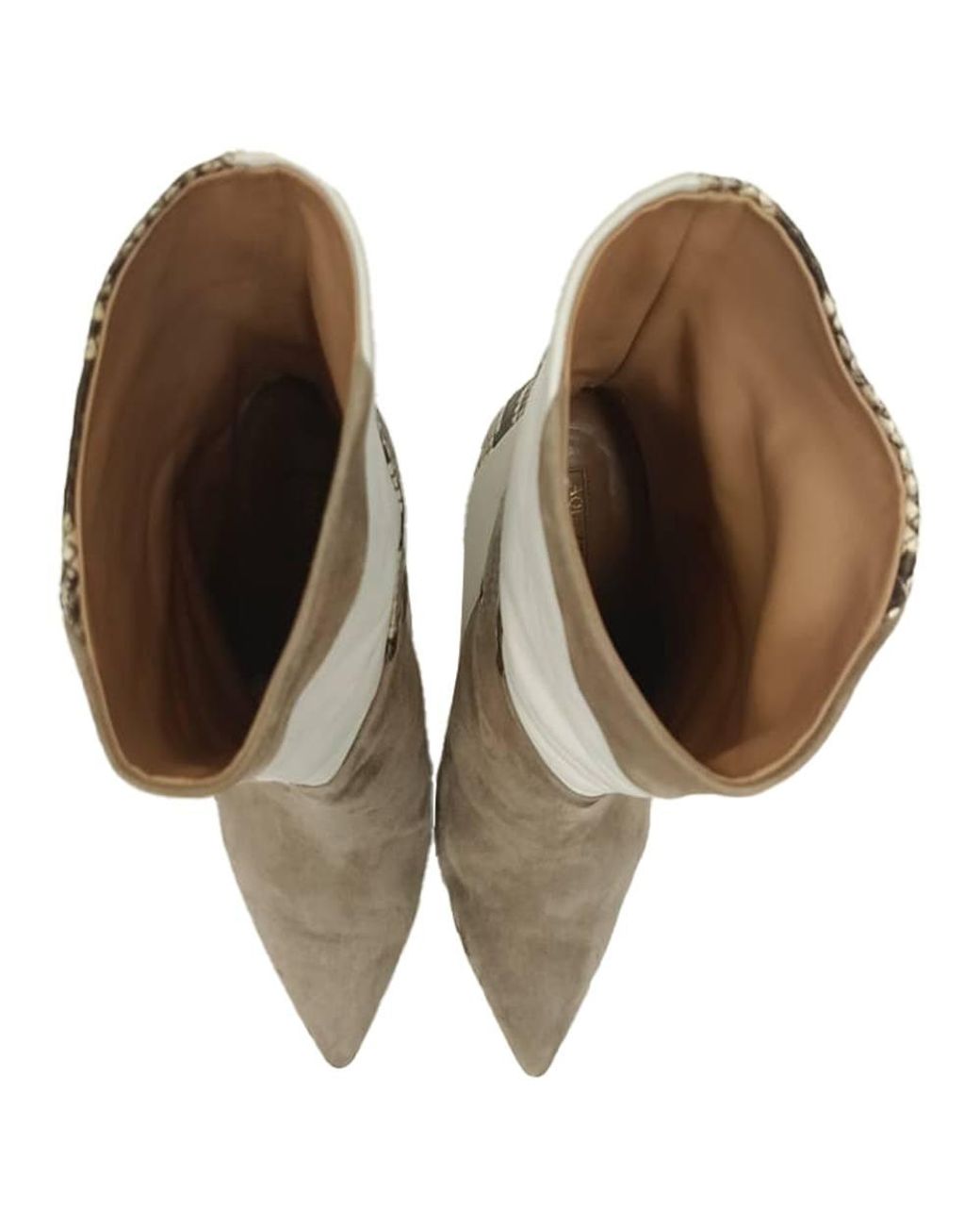 Aquazzura Gray Preloved Calder Snake-Effect Ankle Boots