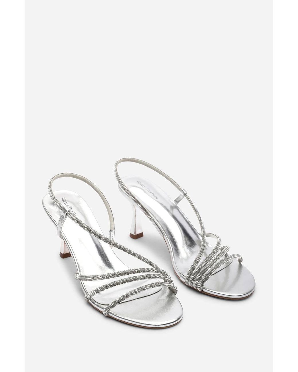 Where's That From Brown Gloria Diamante Strappy Low Heeled Sandals