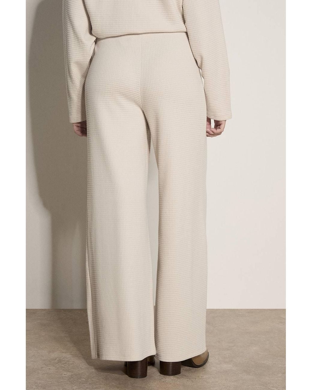 Apricot Natural Waffle Jersey Knit Wide-Leg Joggers