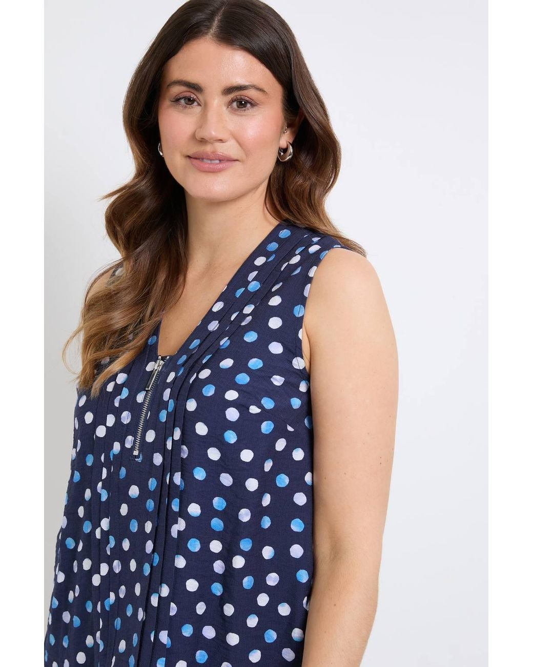Wallis Blue Pleated Zip Detail Cami Top