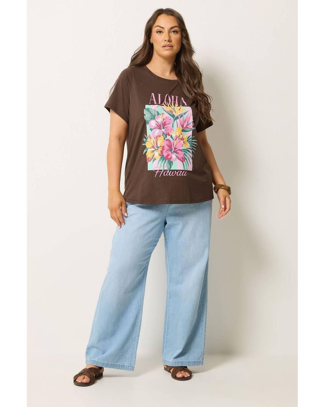 Yours Brown 'Aloha Hawaii' Graphic T-Shirt