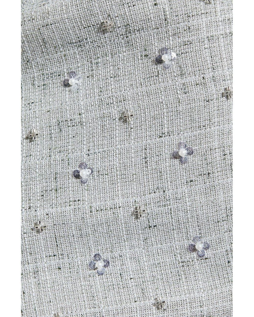 MissPap Gray Embellished Tweed Bodycon Mini Skirt