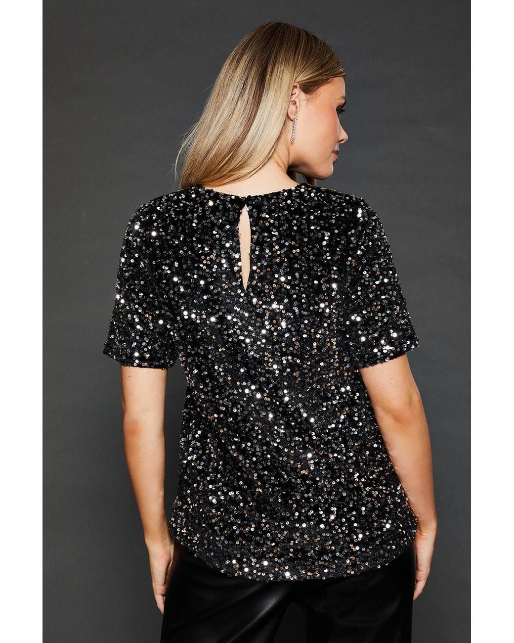 Dorothy Perkins Black Sequin T-Shirt