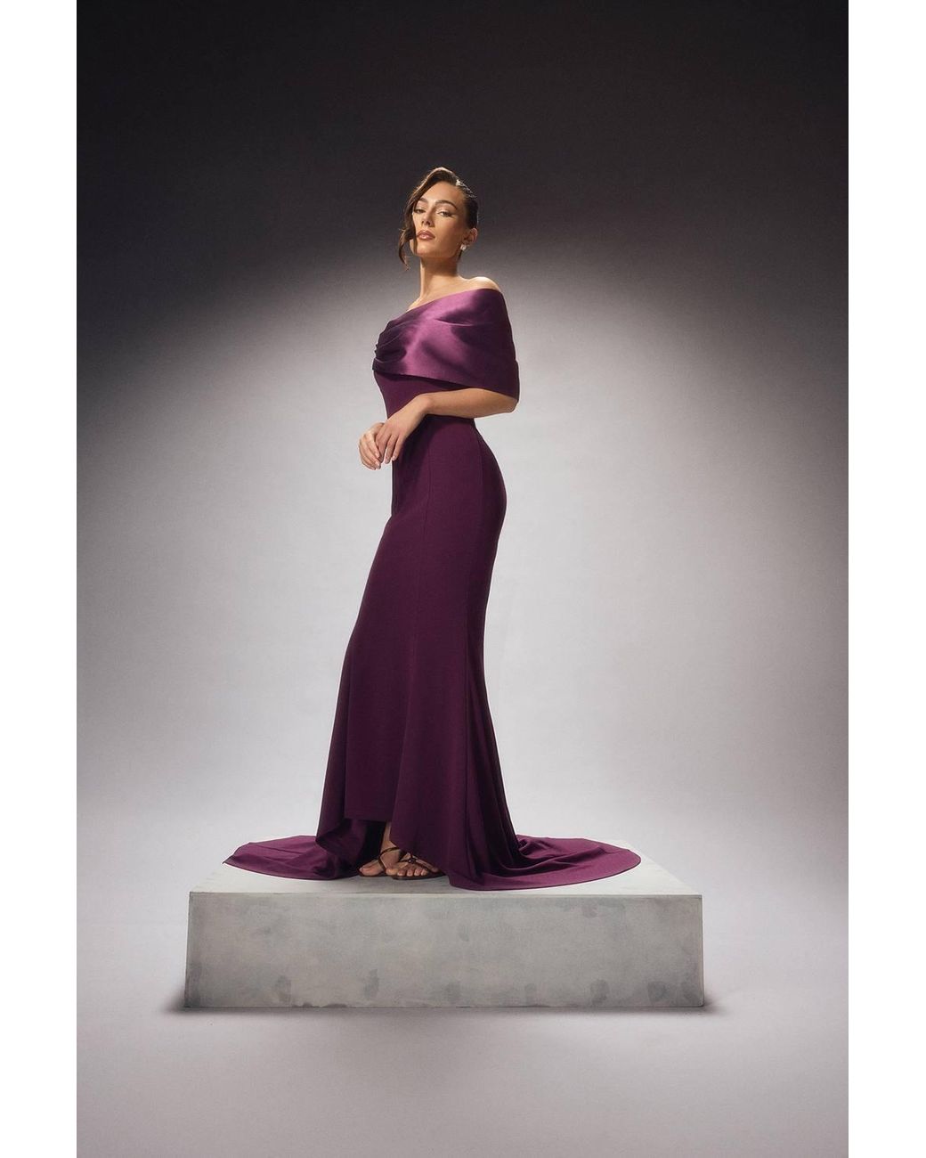 Coast Purple Couture Exaggerated Bow Maxi Dress With Puddle