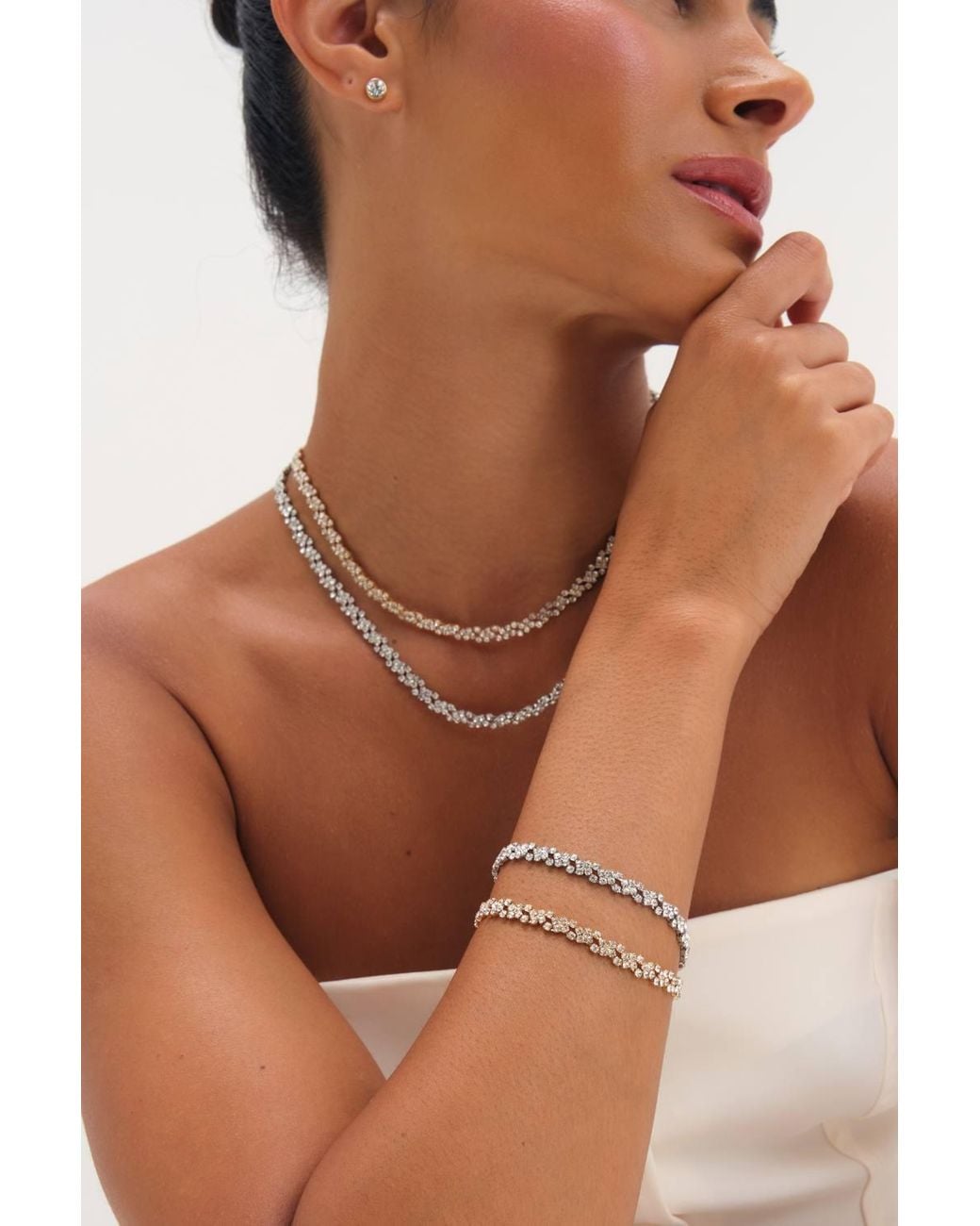 Jon Richard Metallic Plated Crystal Fine Multi Stone Bracelet