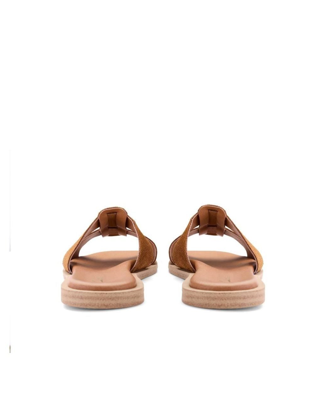 Clarks Brown Trala Slide Tan Suede Flat Sandals, Sliders