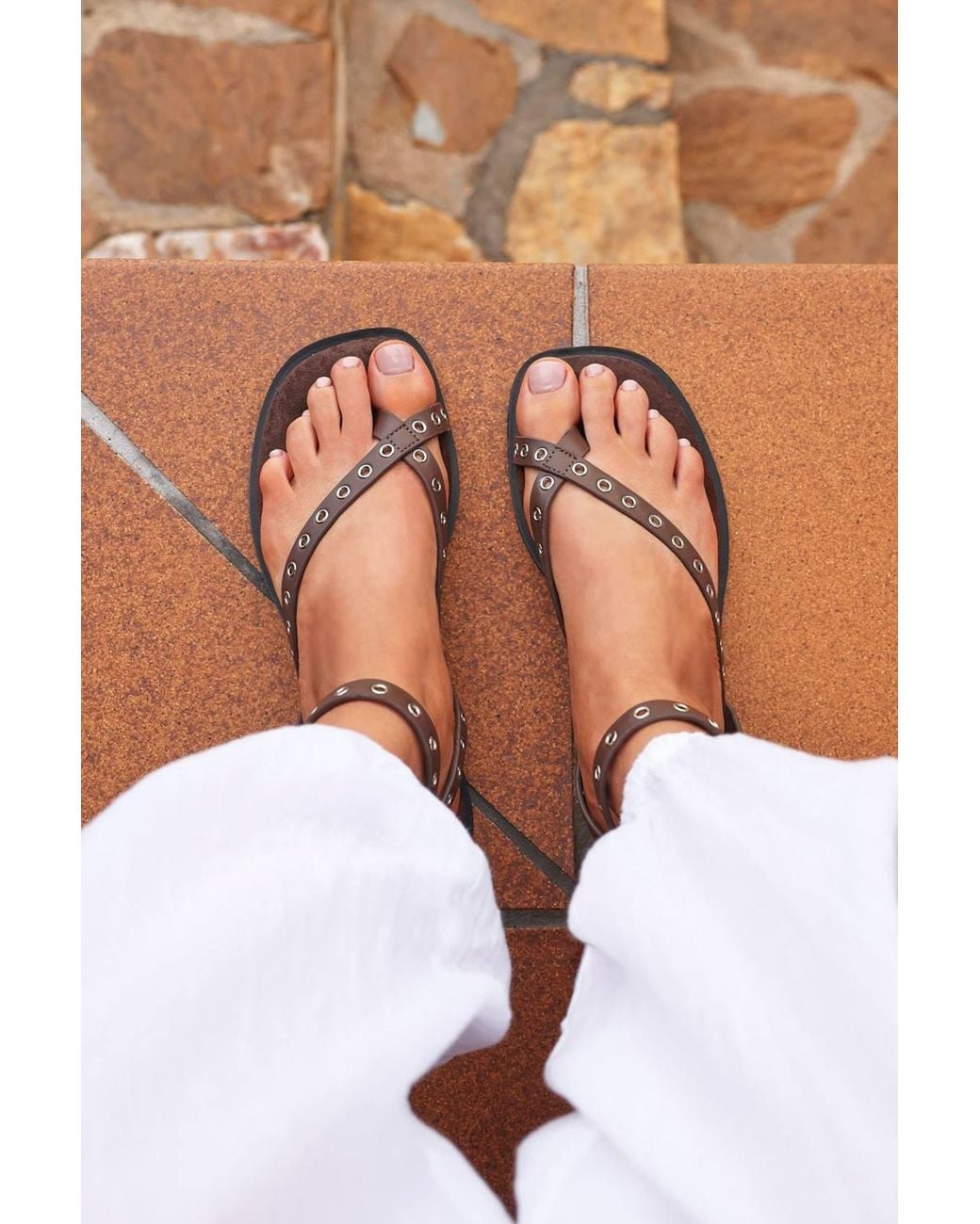 Linzi White Perrie Faux Suede Flat Sandals
