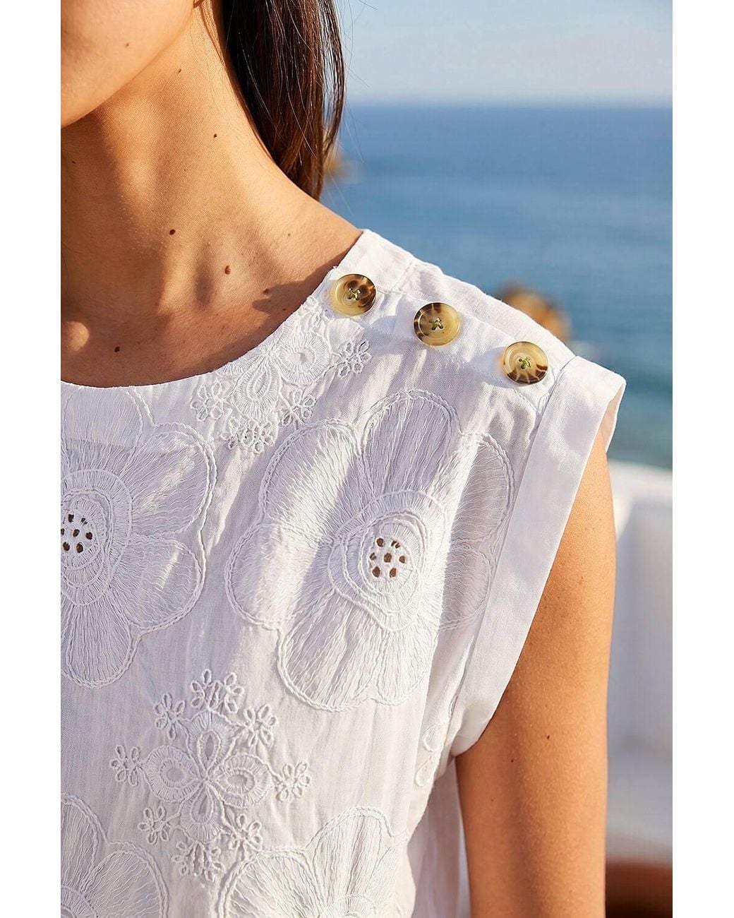 Roman Gray Floral Embroidered Top