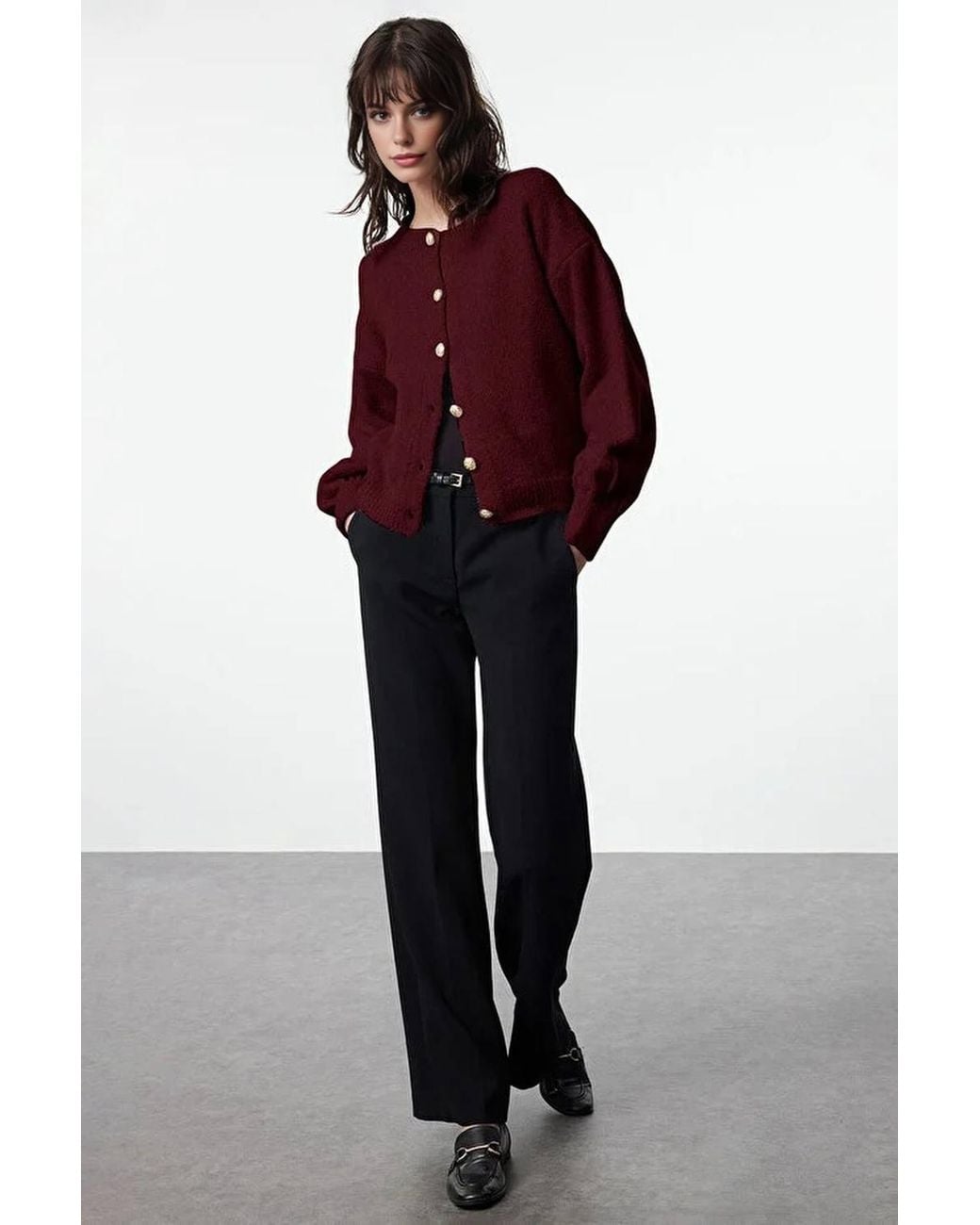 WOVCOR Textured Knit Button-Front Cardigan